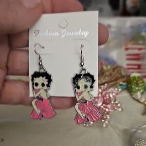Fashion Betty Boop Pink Character Earrings NEW